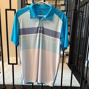 Oakley Men's Light Blue and White Polo Shirt